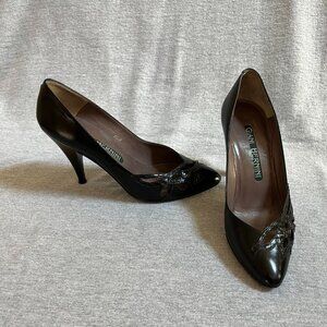Giani Bernini Vintage Black Leather Heels.  Size 6.5